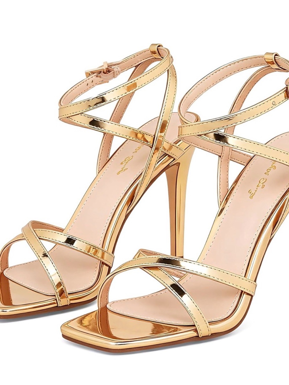 Elisabet Tang Gold Metallic Strappy High Heel Sandals — Women